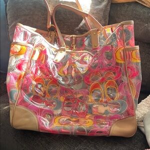 Coach Colorful Transparent Beach Bag